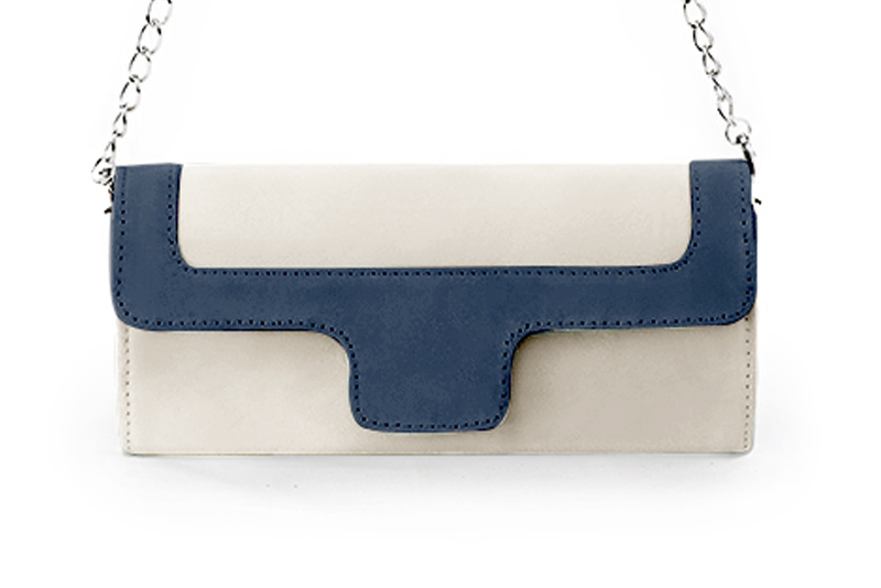 Off white and denim blue women's dress clutch, for weddings, ceremonies, cocktails and parties - Florence KOOIJMAN